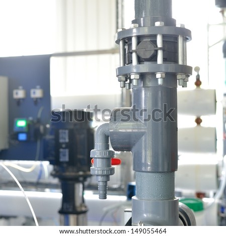 industrial water pipeline in a boiler room