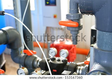 industrial water pipeline in a boiler room