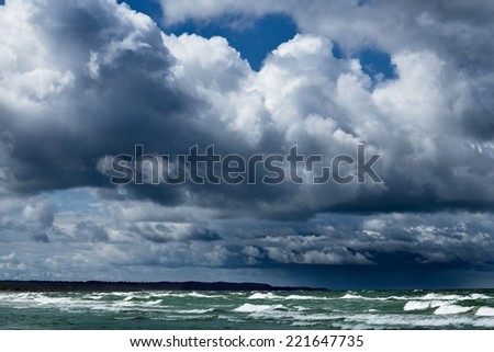 Baltic sea shore in Latvia in a stormy weather