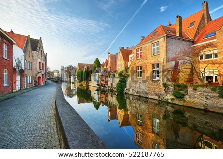 Brugge (Brugges) canal and city view, Belgium