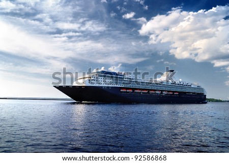 cruise liner leaving the port of Riga