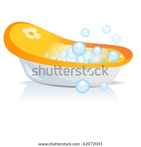 Bathroom Tubs on Yellow And White Baby Bath Tub With Soap Bubbles Stock Photo 62072041