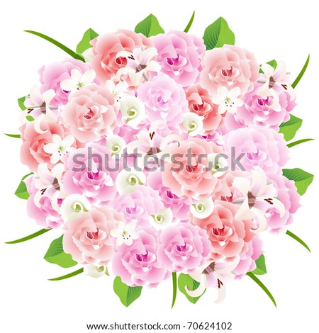 stock photo Floral wedding bouquet with roses and lilies
