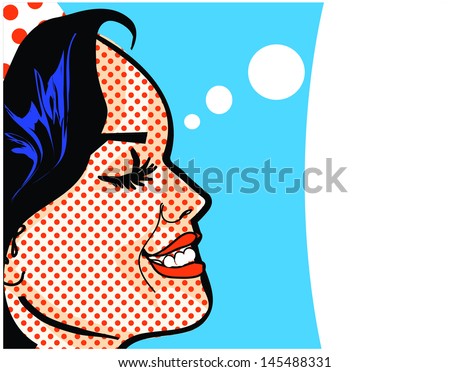 Retro Pop Art Woman happy and smile cry