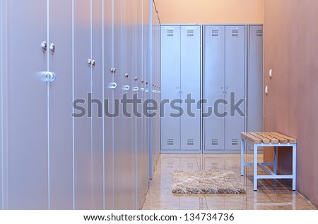 Gym Dressing Room With Lots Of Lockers