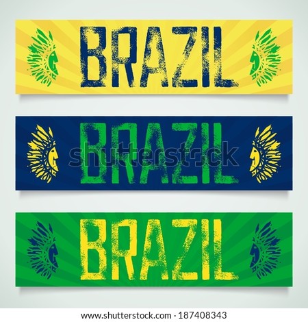 Graffiti inscription - Brazil, worn and textured with two profiles Indians. Vector eps 10