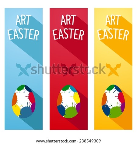Art Easter festive party vertical flyers. Flat design