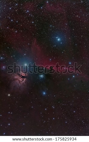 Horse Head and Flame Nebula in Narrow Band and Color