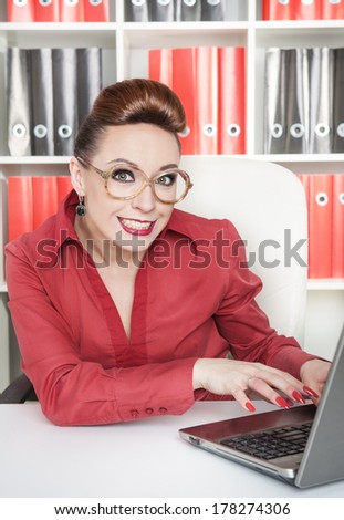 Happy smiling success business woman