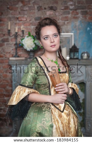 Beautiful woman medieval dress