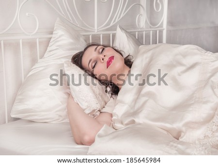 Beautiful plus size woman sleeping