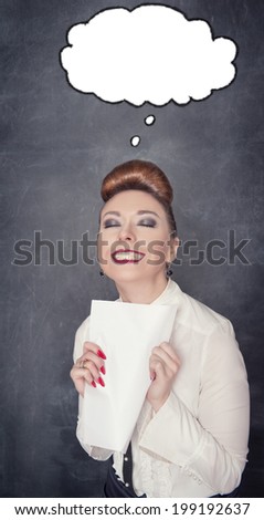Happy woman receiving letter