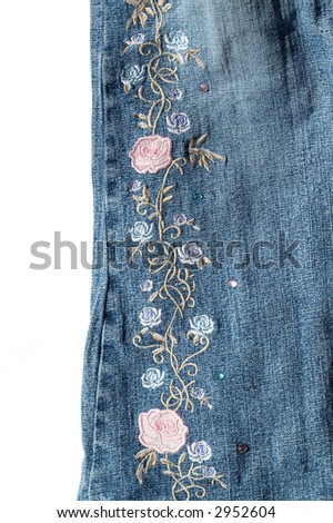 beautiful blue cotton jeans with embroidery
