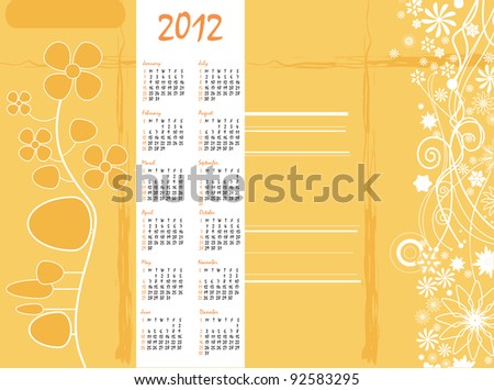 book brown cover with calendar and old paper floral design