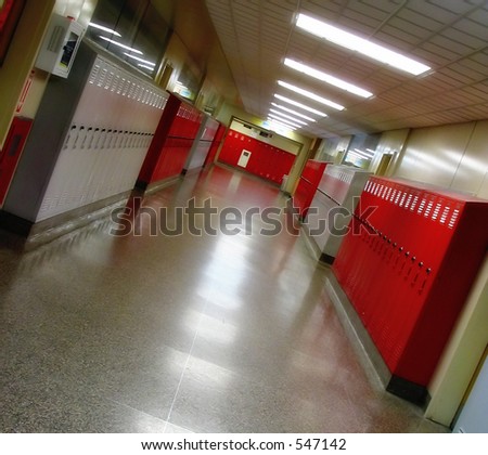 Empty school hallway