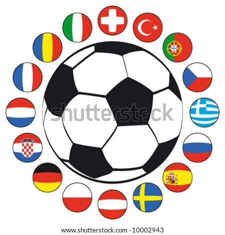 Soccer ball with flags of European countries
