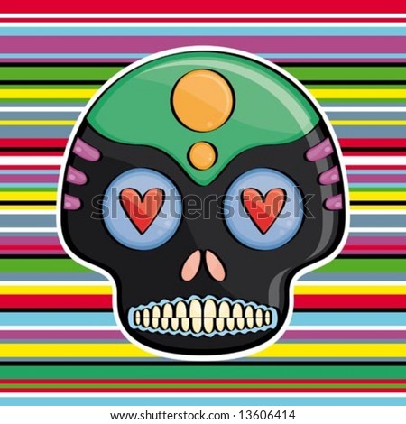 stock vector candy skull on a colored background Mexican style