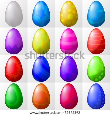 pictures of easter eggs to colour in. stock photo : Easter eggs with various colour patterns, holiday symbol, set