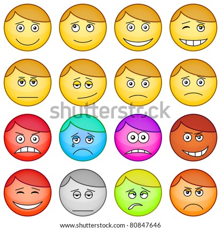 Set of the round smilies symbolising various human emotions