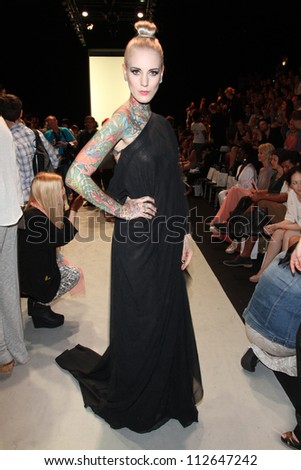 BERLIN - JULY 07: Lexy Hell attends the Holy Ghost show at Mercedes-Benz Fashion Week Spring/Summer 2013 on July 7, 2012 in Berlin, Germany.