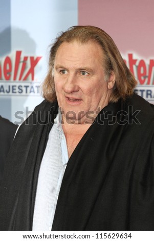 BERLIN - OCTOBER 01: Gerard Depardieu attends the \'Asterix & Obelix God Save Britannia\' photocall at Hotel de Rome on October 1, 2012 in Berlin, Germany.