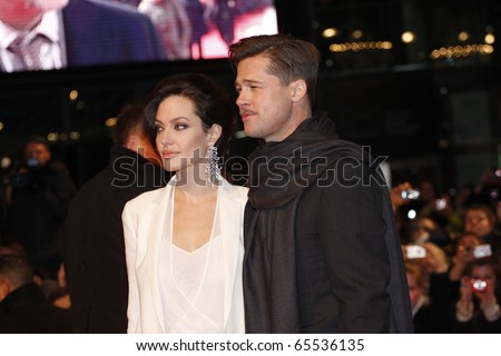 BERLIN - JANUARY 19: Angelina Jolie and Brad Pitt attends the German premiere of The Curious Case of Benjamin Button at the Sony Center CineStar on January 19 2009, Berlin