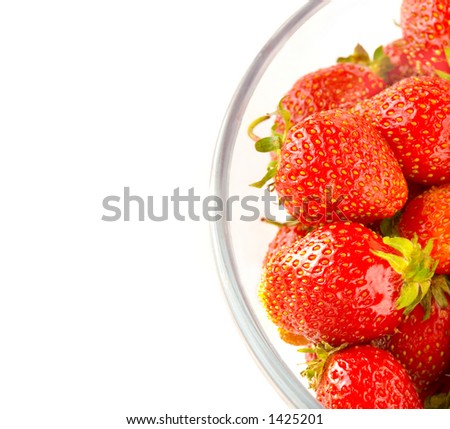 Sunny Strawberries In Transparent Bowl (With Text Area)