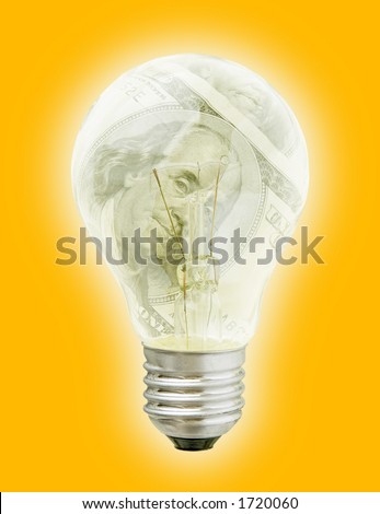 Business Idea-2. (Light Bulb With Dollars Image In It). Clipping path included