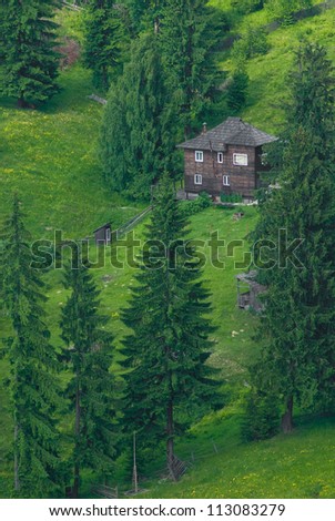 rustic cabin in the carpathian mountains