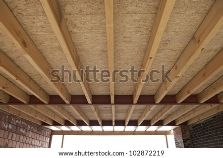 construction of the wooden frame of a roof