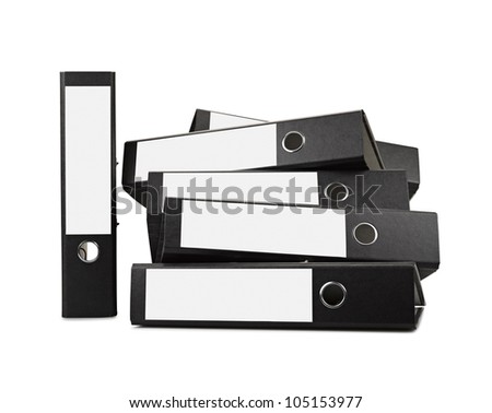 Stack of black office folders ( clipping path) there is a path for the labels