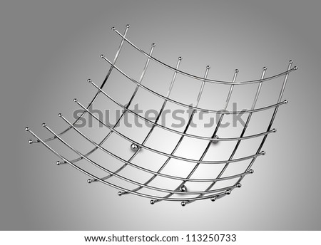 empty modern style fruit basket made of steel wire ( clipping path )