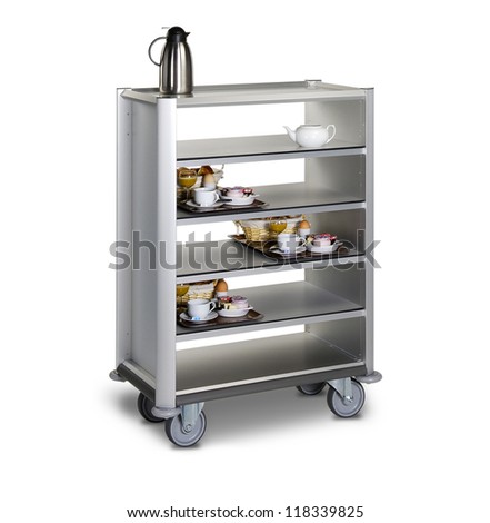 The hotel cleaning tool cart isolated
