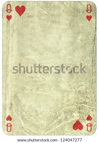 vintage simple background -playing card - queen of hearts