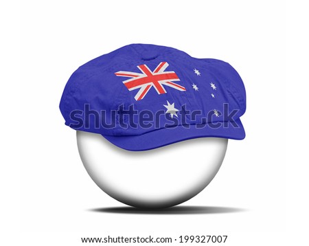 fashion hat on white with the flag of Australia - clipping path for the hat