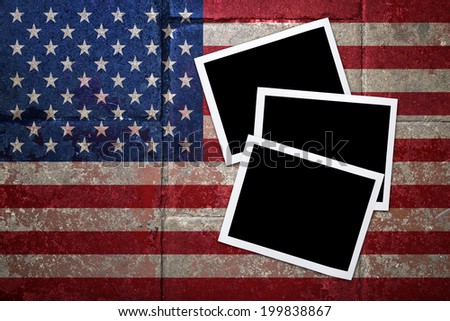 grunge flagged USA background with Blank space on Instant frame