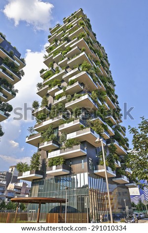 MILAN, ITALY- JUNE 11, 2015: Vertical Forest apartment building in the Porta Nuova area of Milano, Lombardy, Italy also called 