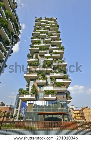MILAN, ITALY- JUNE 11, 2015: Vertical Forest apartment building in the Porta Nuova area of Milano, Lombardy, Italy also called \
