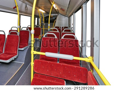 Public Transportation, City Bus Interior with red seats