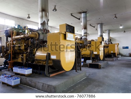 Row of standby diesel generators