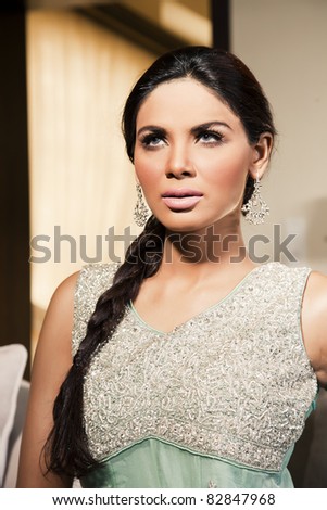 close up of a beautiful Indian girl with pony tail