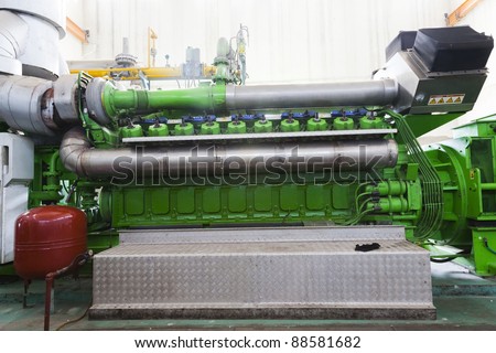 high voltage industrial standby diesel generator at a power generation plant in a textile factory.