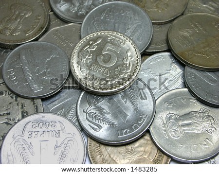 印第安货币- 不同的衡量单位硬币 商业图片: 14