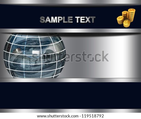 Abstract business background with sphere from dollar and gold dollar coins
