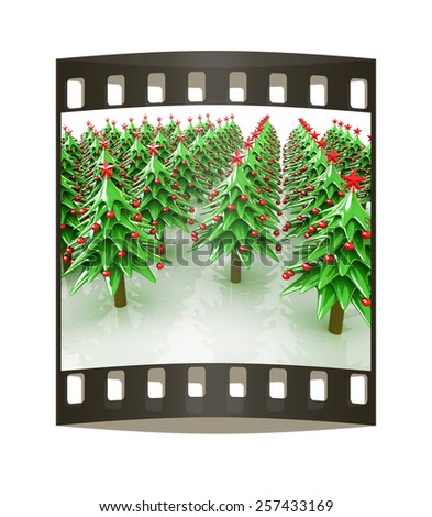 Christmas trees on a white background. The film strip