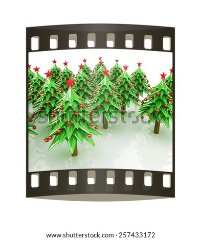 Christmas trees on a white background. The film strip