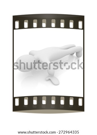 3d man isolated on white. Series: morning exercises - making push ups. The film strip
