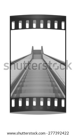 Escalator on a white background. The film strip