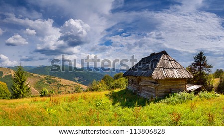 Beautiful summer landscape in the mountains village