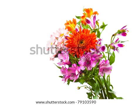 Bright flower bouquet isolated over white background